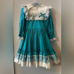 Vintage Mini World Girls Full Circle Ruffled Dress-S/M